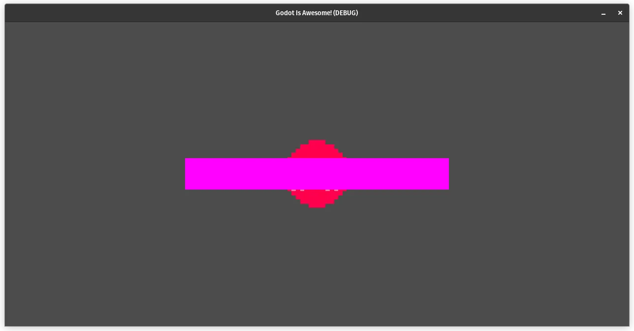 Empty scene with a magenta rectangle on top of a pixelated red circle